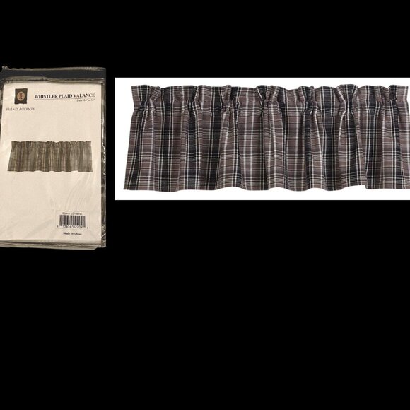 Hiend Whistler Plaid Flannel Valance Window Black Gray 84 in. x 18 in. Cotton - Picture 3 of 3